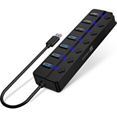 CONNECT IT Mighty Switch 2 USB-A hub, (4xUSB-A 3.0, 3xUSB-A 2.0), externí, ČERNÝ