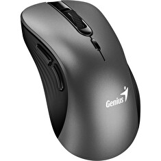 Genius Ergo 8100S Myš, bezdrátová, ergonomická, optická, 1600DPI, 6 tlačítek, USB, kovově šedá