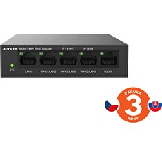 Tenda G0-5G-PoE Gigabit PoE Router MultiWAN, 3x GWAN/GLAN, 1x GWAN, 1x GLAN, 4x PoE 802.3af/at, VPN