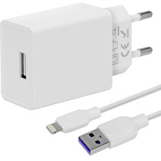 OBAL:ME Cestovní Nabíječka USB-A 10W + USB-A/Lightning Kabel 1m White