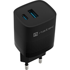 Univerzální USB nabíječka Natec RIBERA GaN 30 W, 1X USB-A, 1X USB-C, černá