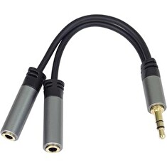 PremiumCord HQ Kabelová rozdvojka 3,5mm Jack Male - 2x Jack Female 15cm