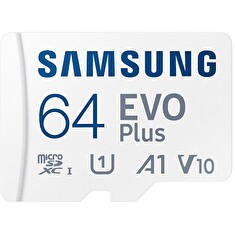 Samsung EVO Plus/micro SDXC/64GB/UHS-I U1 / Class 10/+ Adaptér/Bílá