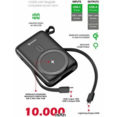 SWISSTEN POWER BANK 10000 mAh PD 20W S INTEGROVANÝMI KABELY USB-C A LIGHTNING (kompatibilní s MagSafe)