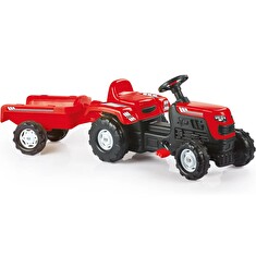 Šlapací traktor Dolu Ranchero s vlečkou, červený