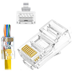 W-Star Konektor UTP RJ45EZ Cat6A 100ks 3U pozlacený 6SLD pass through drát licna RJ45EZC6AS