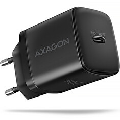 AXAGON ACU-PD20, nabíječka do sítě 20W, 1x port USB-C, PD3.0/PPS/QC4+/AFC/Apple, černá