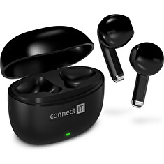 CONNECT IT True Wireless SonicBass sluchátka do uší s mikrofonem, ČERNÁ
