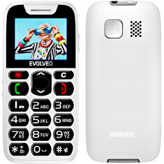 EVOLVEO EasyPhone, mobilní telefon pro seniory s nabíjecím stojánkem, bílá