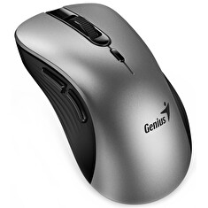Genius Ergo 8100S AI, Myš, bezdrátová, ergonomická, optická, 1600DPI, 6 tlačítek, USB, Copilot, tichá, stříbrno-šedá