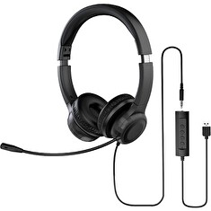 Acer Office Headset, 3,5 mm Jack / USB s ovládáním na kabelu; reproduktory: 30mm měniče; frekvenční rozsah 20Hz-20kHz