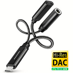 AXAGON ADA-HCPD, USB-C na 3.5mm jack - Hi-Res DAC audio adaptér, 384kHz/32bit, stereo, PD 60W 3A