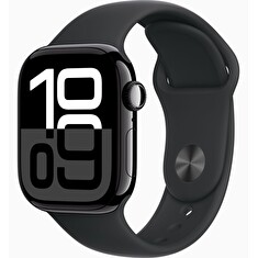 Apple Watch S10/42mm/Jet Black/Sport Band/Black/-S/M