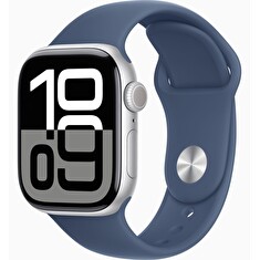 Apple Watch S10 Cell/42mm/Silver/Sport Band/Denim/-S/M