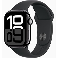 Apple Watch S10 Cell/42mm/Jet Black/Sport Band/Black/-M/L