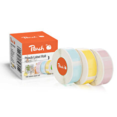 PEACH PE101 - štítky, 12x40mm, 3x180ks, termální syntetický papír, modrá, žlutá, růžová