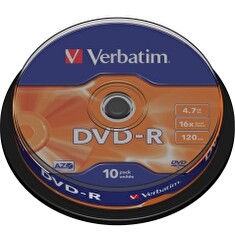 VERBATIM DVD-R(10-Pack)Spindl/MattSlvr/16x/4.7GB