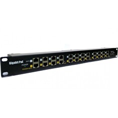 POE Gigabitový Patch panel Cat5 19" 12port 1U