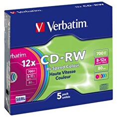 Verbatim CD-RW [ slim jewel case 5 | 700MB | 12x | Colour ]