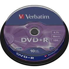 VERBATIM DVD+R(10-Pack)Spindl/MattSlvr/16x/4.7GB