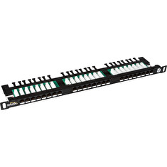 19" patch panel Solarix 24xRJ45 CAT5E UTP s vyvazovací lištou černý 0,5U SX24HD-5E-UTP-BK