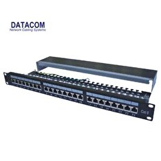 Patch panel 24p.CAT6 1U 3x8 LSA, STP 19" černý s vyvázáním