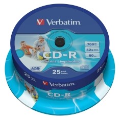 Verbatim CD-R | cakebox 25 | 700MB | 52x | Retail printable | DataLife+ AZO ]