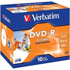 VERBATIM DVD-R AZO 4,7GB, 16x, printable, jewel case 10 ks