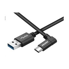 AVACOM Datový a nabíjecí kabel USB - USB Type-C, 100cm, konektor v úhlu 90°, černý