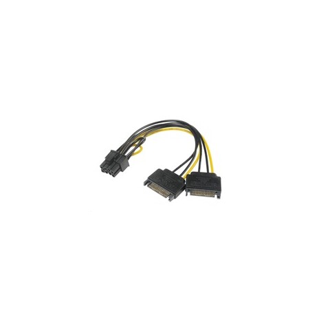 AKASA Adaptér napájecí na 6+2pin PCIe (2xSATA male power to a 6+2pin PCIe female connector)
