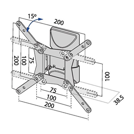 TB TV wall mount TB-152 up to 42", 20kg max VESA 200x200