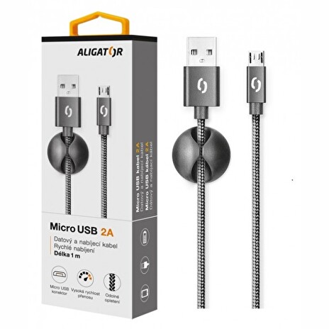 ALIGATOR PREMIUM Datový kabel 2A, Micro USB černý