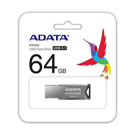 ADATA UV350/64GB/USB 3.1/USB-A/Stříbrná