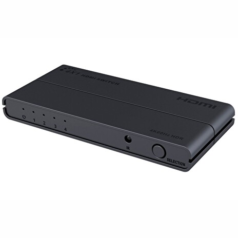 Switch HDMI 4:1 s podporou rozlišení 4Kx2K@60Hz 1080P, HDR, s ovládáním tlačítkem a dálkovým ovladačem