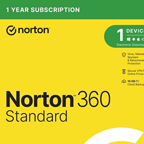 NORTON 360 STANDARD 10GB + VPN 1 uživatel pro 1 zařízení na 1rok