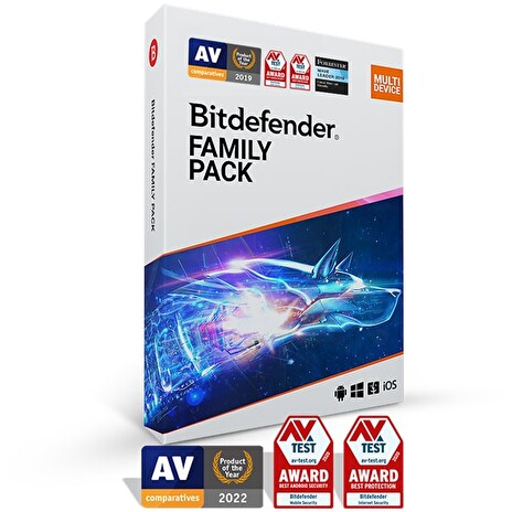 Bitdefender Family pack pro domácnost (15 zařízení) na 1 rok