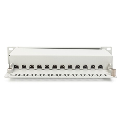 DIGITUS CAT 6A Patch Panel, stíněný, 12-portové pole se štítkem, 1U, 10 "montáž do stojanu, šedá RAL 7035