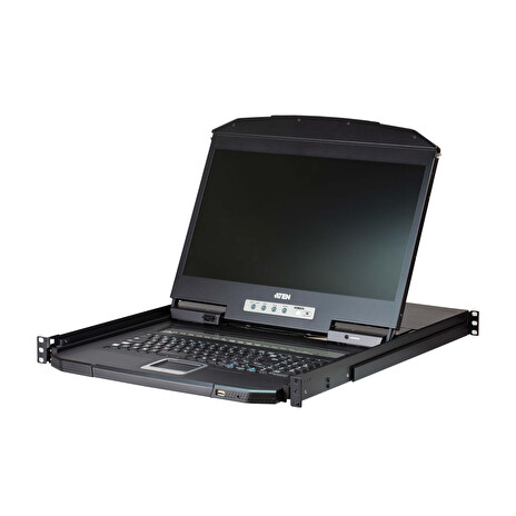 ATEN KVM console CL3108NX 8-Port Short Depth PS/2-USB VGA Single Rail WideScreen LCD KVM Switch 18,5" 1366x768