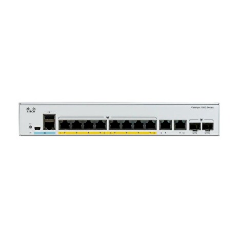 Catalyst C1000-8FP-E-2G-L, 8x 10/100/1000 Ether PoE+ ports and 120W PoE budget, 2x 1G SFP and RJ-45