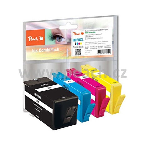 PEACH kompatibilní cartridge HP No 920XL MultiPack, Black, Cyan, Magenta, Yellow, 49 ml, 3x 12 ml