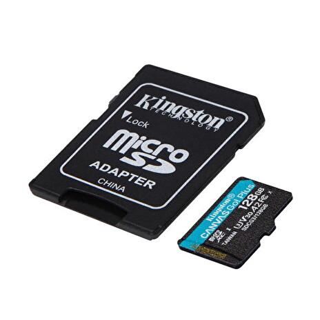 KINGSTON 128GB microSDHC Canvas Go! Plus 170R/100W U3 UHS-I V30 Card + SD Adapter