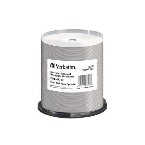 VERBATIM CD-R DataLifePlus 700MB, 52x, thermal printable, spindle 100 ks