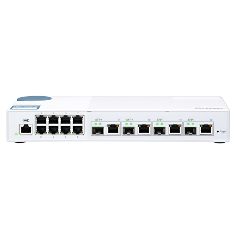 QNAP řízený switch QSW-M408-4C (12 portů: 8x Gigabit port + 4x 10G SFP+ / 10GbE kombo porty)