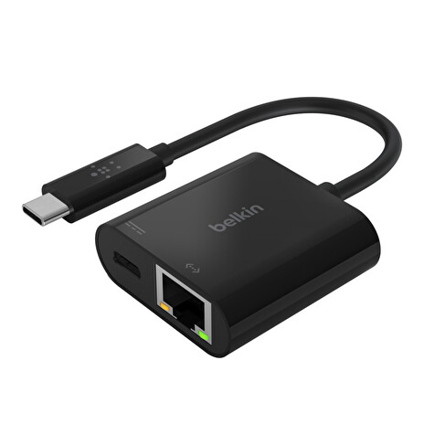 Belkin USB-C adaptér s Gigabit Ethernetem RJ45 + 60W napájení, černá