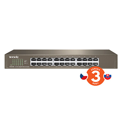 Tenda TEG1024D - 24-port Gigabit Ethernet Switch, 10/100/1000 Mbps, Fanless, Rackmount, Kov