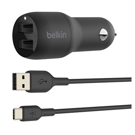 BELKIN Dual USB-A auto nabíječka 24W + USB-C kabel