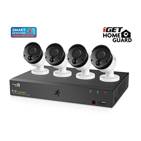 iGET HOMEGUARD HGNVK85304 - systém s PoE napájením, 8-kanálové NVR + 4x HGNVK930CAM FullHD kamera