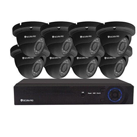 Kamerový set Securia Pro NVR8CHV2-B DOME IP, 2Mpx, 8 kamer, PoE NVR, černé