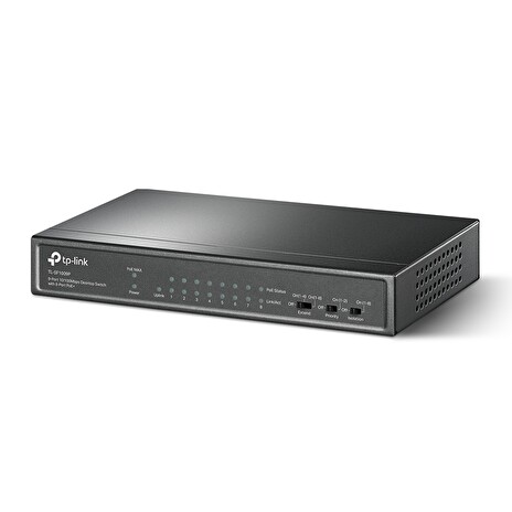 TP-Link TL-SF1009P 8x10/100 POE+ 65W,1x10/100 RJ45 nonPOE,desktop CCTV switch,kov.tělo