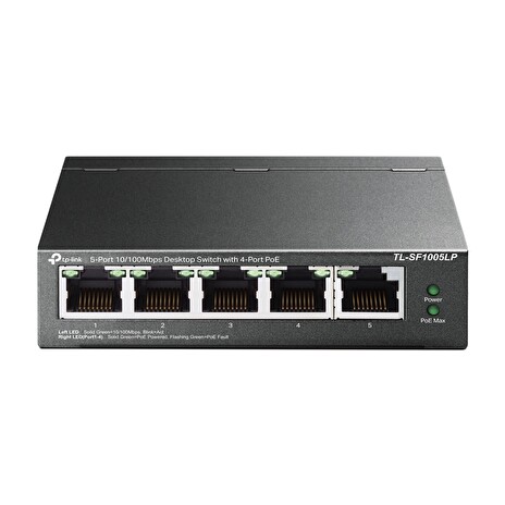 TP-Link TL-SF1005LP switch 5x 10/100Mbps 4x PoE 802.3af (až 15,4W/port) PoE budget 41W